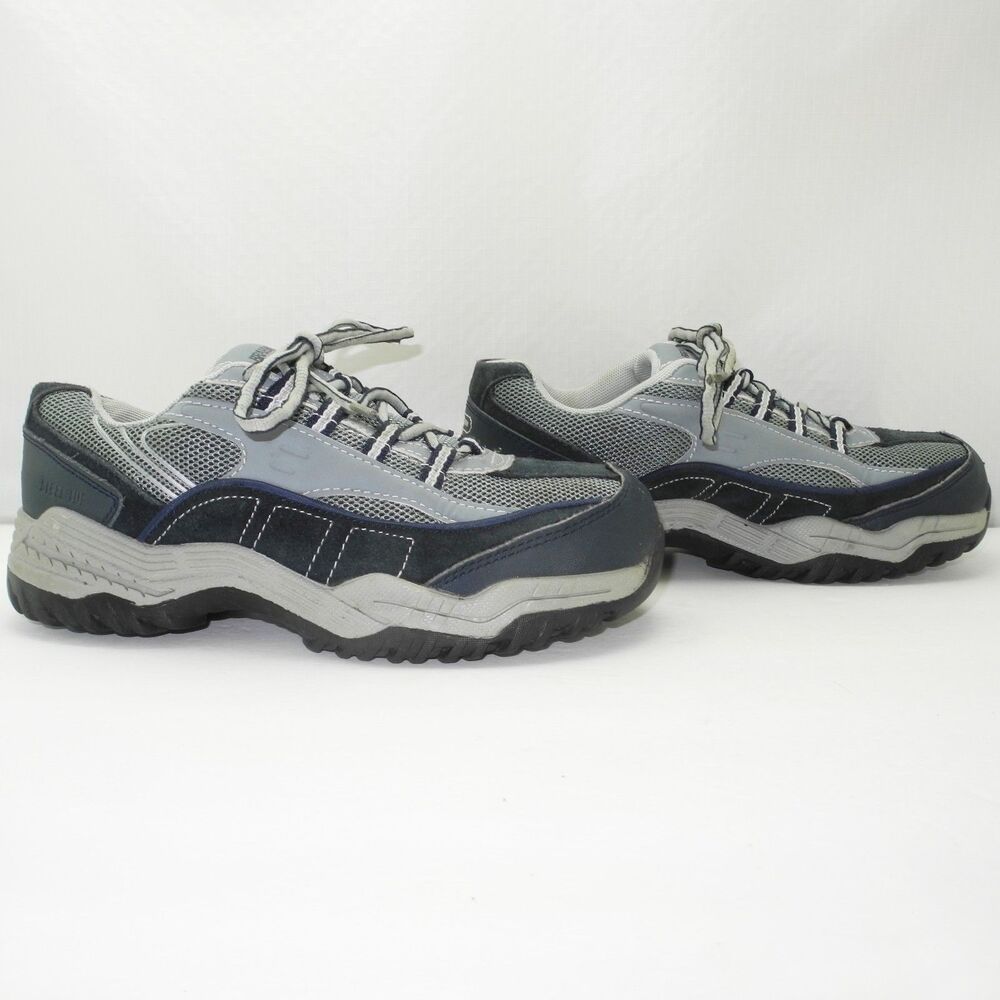 Brahma Steel Toe Work Shoes Women's 7.5 Navy/Grey Suede Leather Safety Sneakers